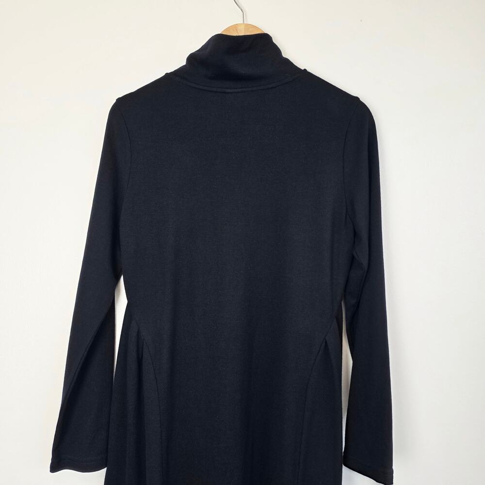 Lintico Navy Wool Sculpted Pleats Turtleneck Midi Shift Dress XXL Briar - Picture 5 of 9